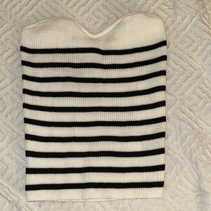 Striped Black and White Knit Tube Top